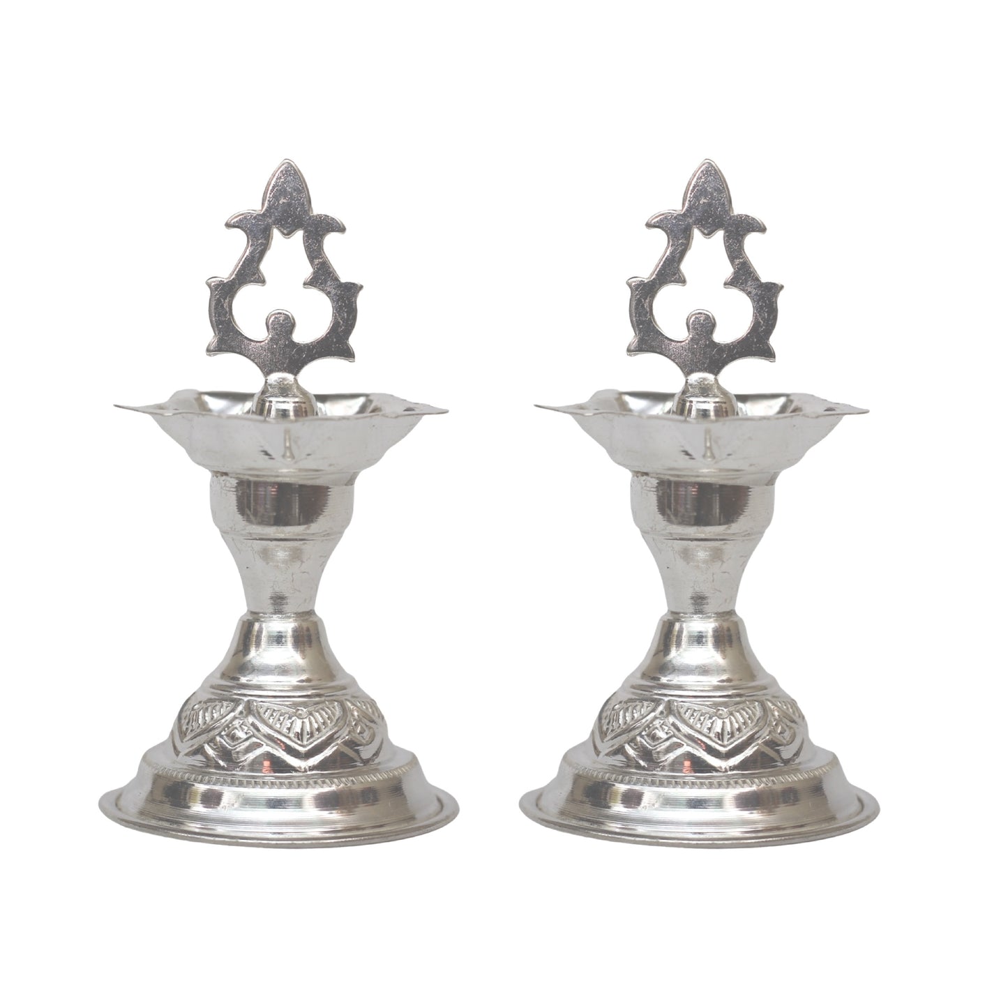 Silver Mini kumbakonam  Deepam (Kuthu Vilakku)- 1 pair