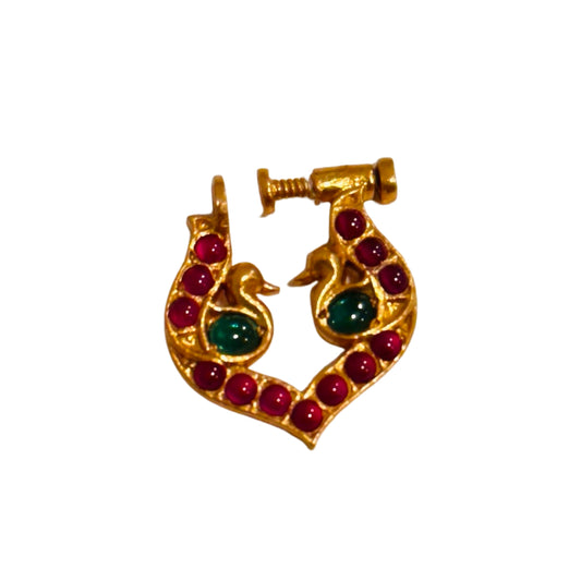 Rithiyana-Silver kundan Nose Pin