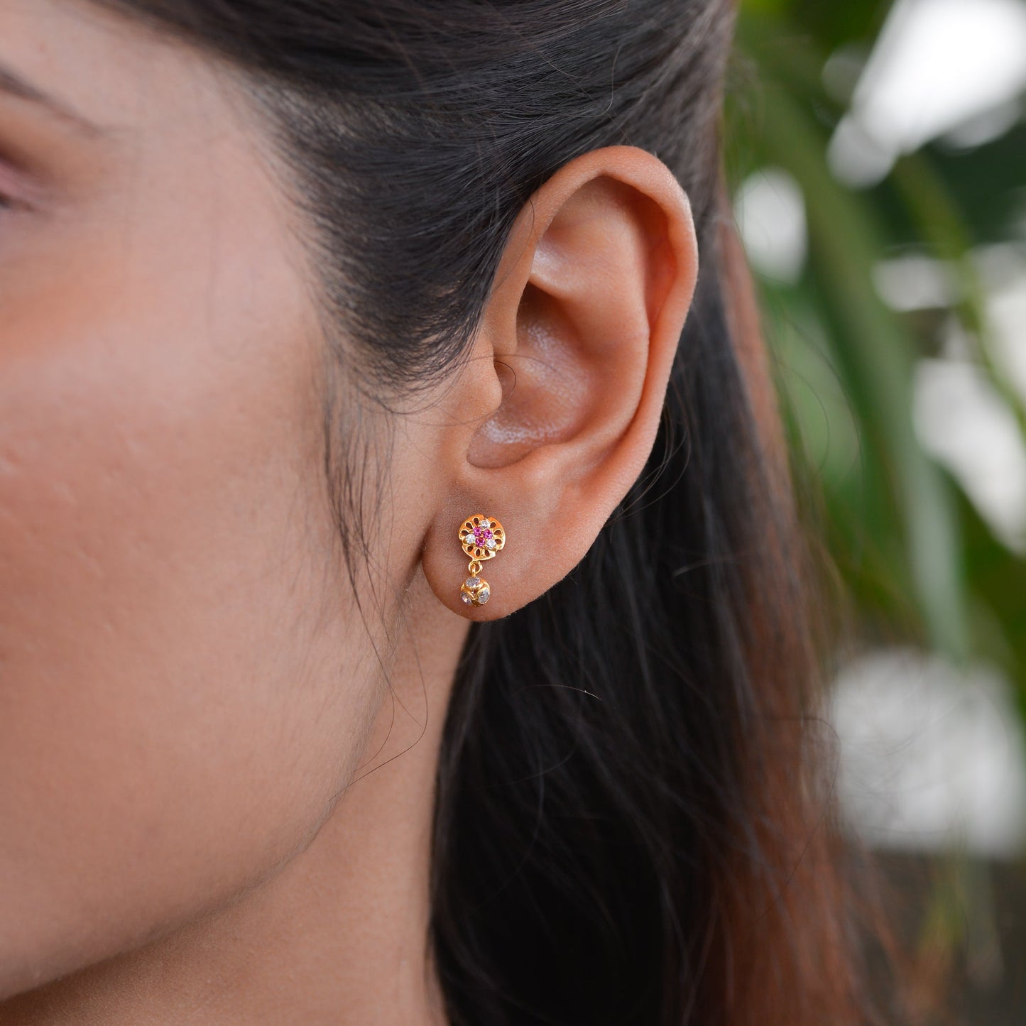 Abhinithi 18KT Gold Drop Earrings