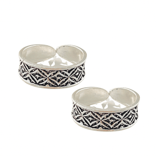 Antique Silver Floral Toe rings