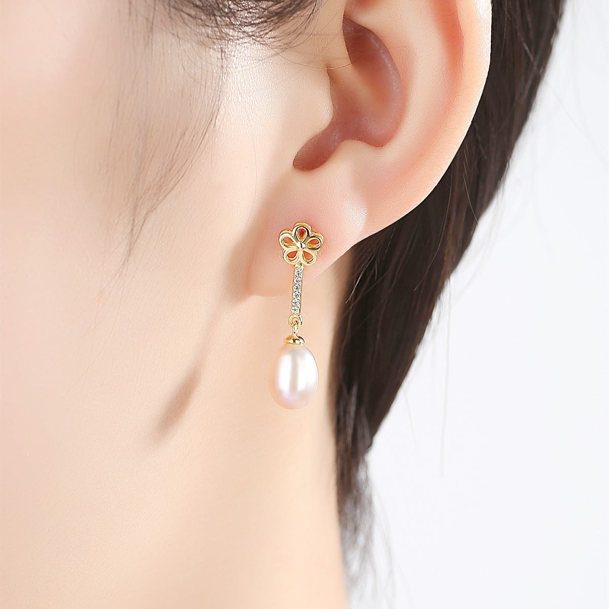 Yellow Gold Plated On 925 Sterling Silver Nora Drop Earrings