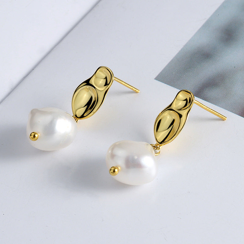 Yellow Gold Plated On 925 Sterling Silver Audrey Drop Earrings