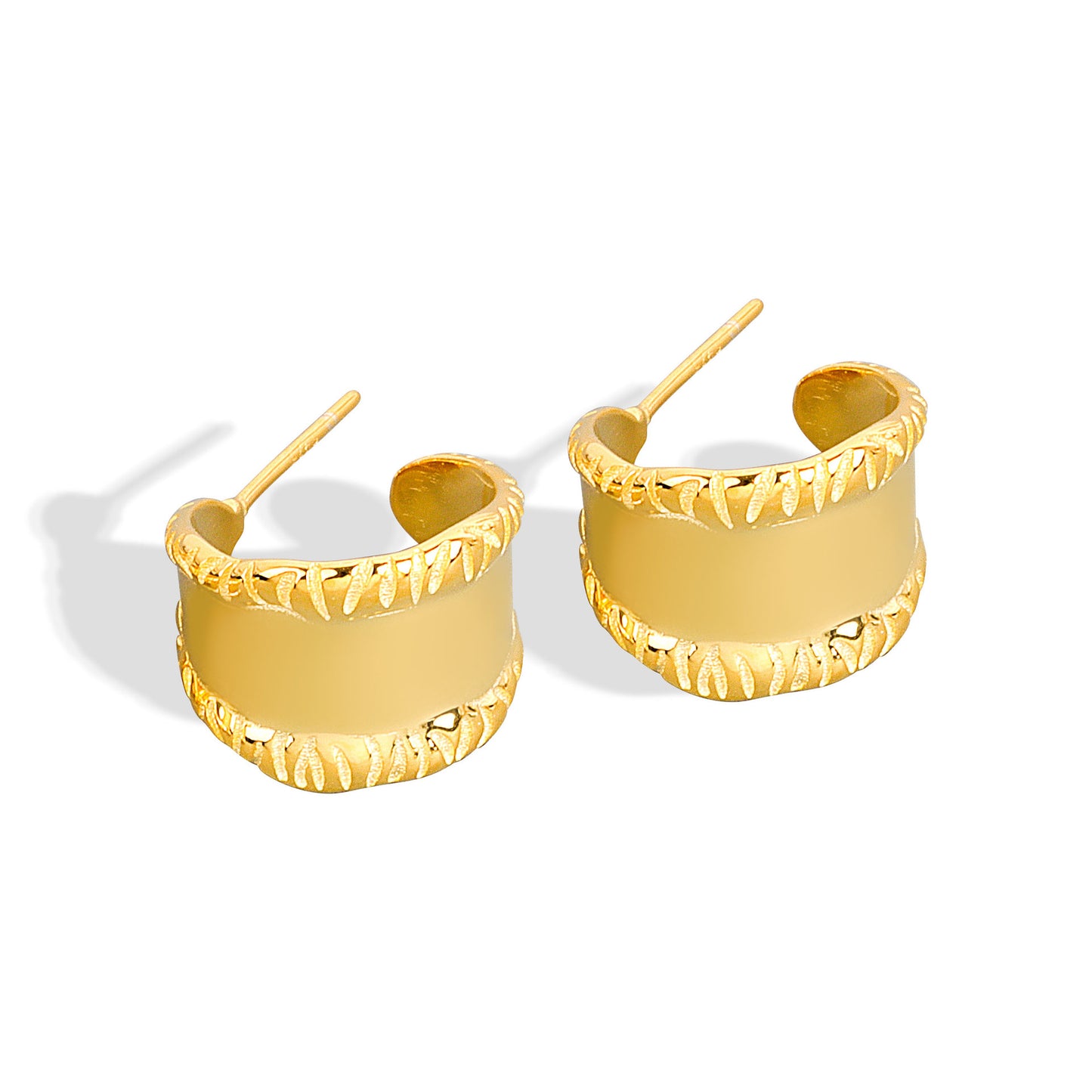Yellow Gold Plated On 925 Sterling Silver Zuri Hoop Earrings