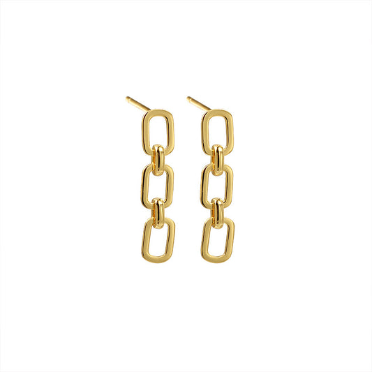 Yellow Gold Plated On 925 Sterling Silver Sara Drop Earrings