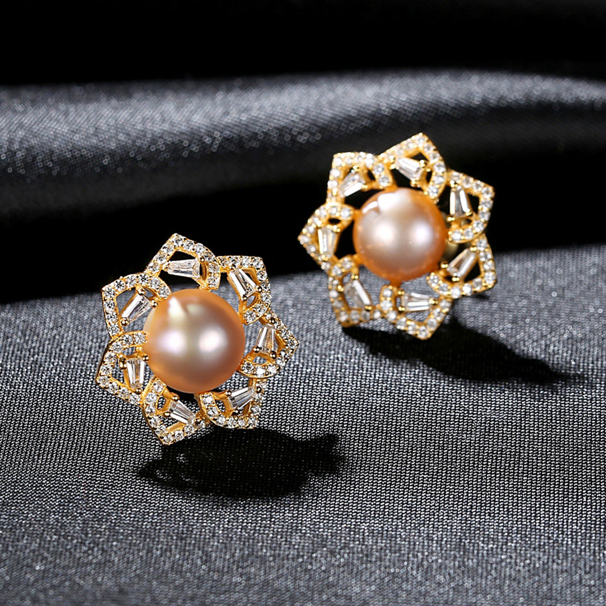 Yellow Gold Plated On 925 Sterling Silver Willow Stud Earrings