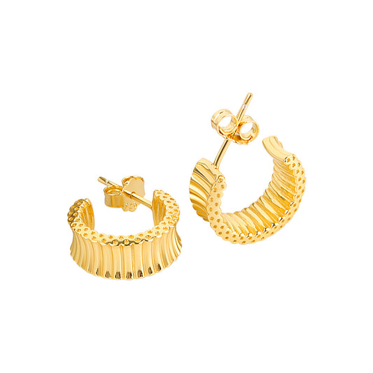 Yellow Gold Plated On 925 Sterling Silver Dakota Hoop Earrings