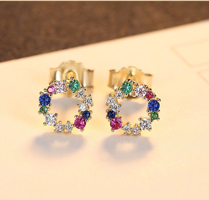 Yellow Gold Plated On 925 Sterling Silver Remi Stud Earrings