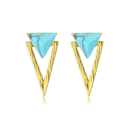 Yellow Gold Plated On 925 Sterling Silver Charollete Stud Earrings