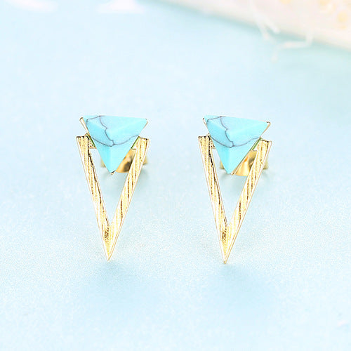 Yellow Gold Plated On 925 Sterling Silver Charollete Stud Earrings