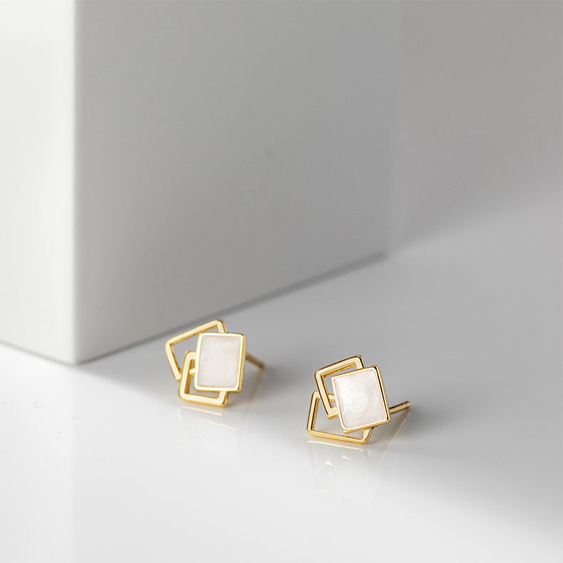 Yellow Gold Plated On 925 Sterling Silver Kia Stud Earrings