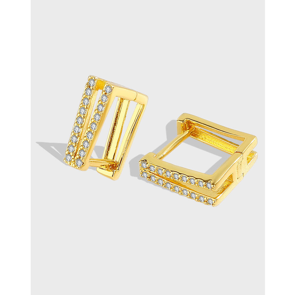 Yellow Gold Plated On 925 Sterling Silver Briella Hoop Earrings