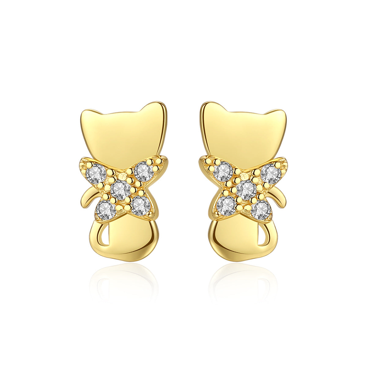 Yellow Gold Plated On 925 Sterling Silver Katty Stud Earrings