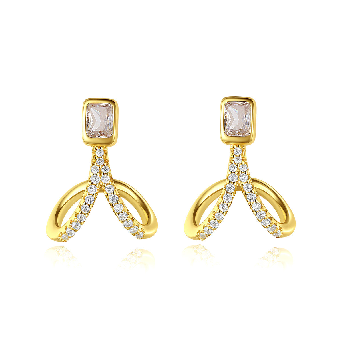 Yellow Gold Plated On 925 Sterling Silver Gabie Stud Earrings