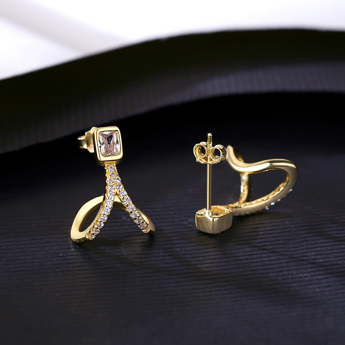 Yellow Gold Plated On 925 Sterling Silver Gabie Stud Earrings
