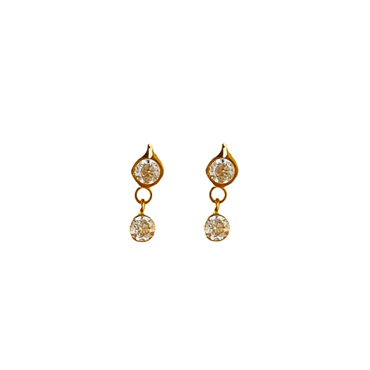 18KT Gold Floral White Bud Drop earrings