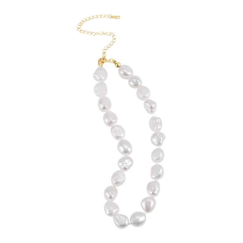 Gold Plated Silver Gathered Pearl Necklace