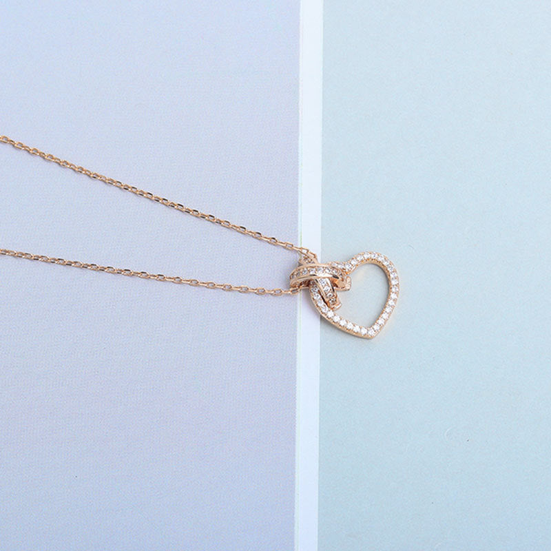 Gold Plated Silver Hanging Heart Necklace