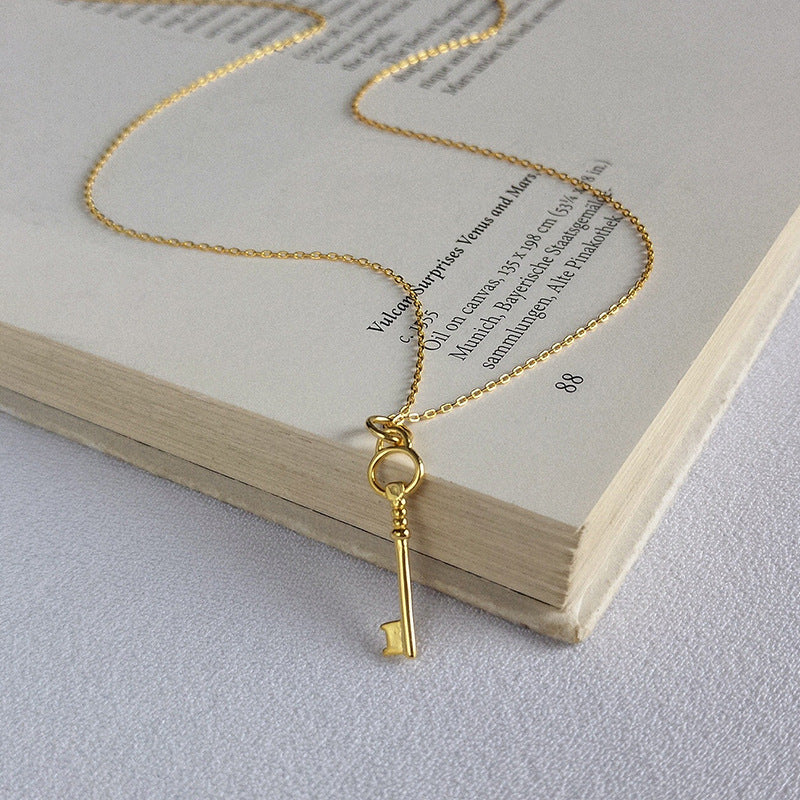 Gold Plated Silver Key For Happiness Necklace