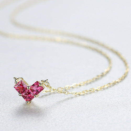 Gold Plated Silver Fuschia Vee Necklace