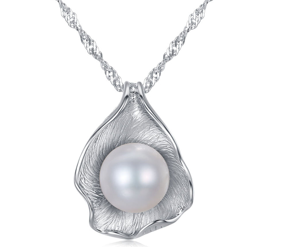 Rhodium Plated Pearl In The Oyster Necklace
