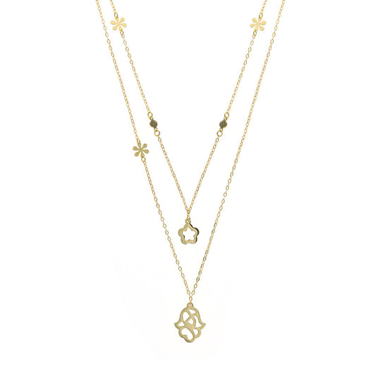 Gold Plated Silver Two Layer Charm Necklace